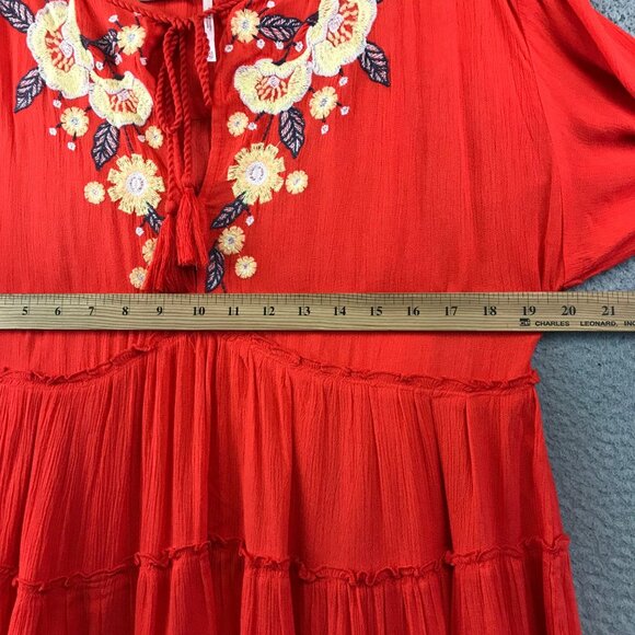 Free People Embroidered Boho Peasant Tunic Top With Floral Detailing XS - Picture 14 of 16